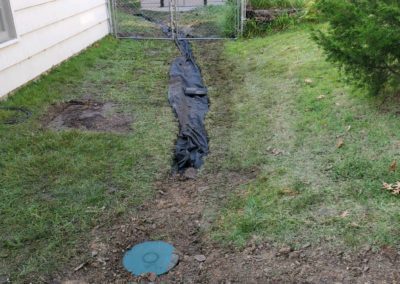Yard drainage work in progress.