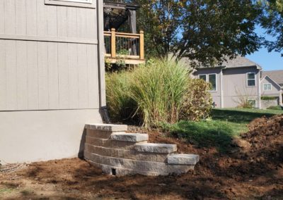 A recently finished retaining wall.