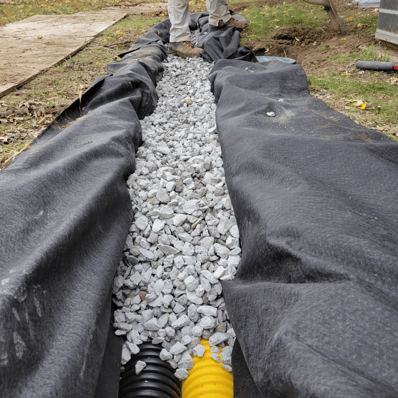 french drain gravel on top