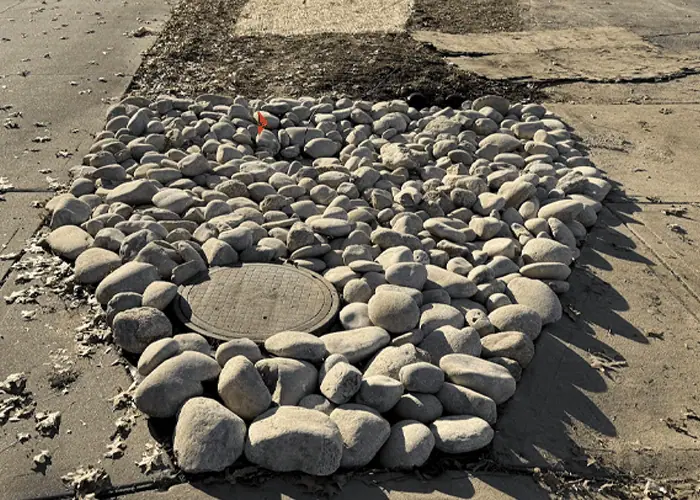 creek bed to hide pipes