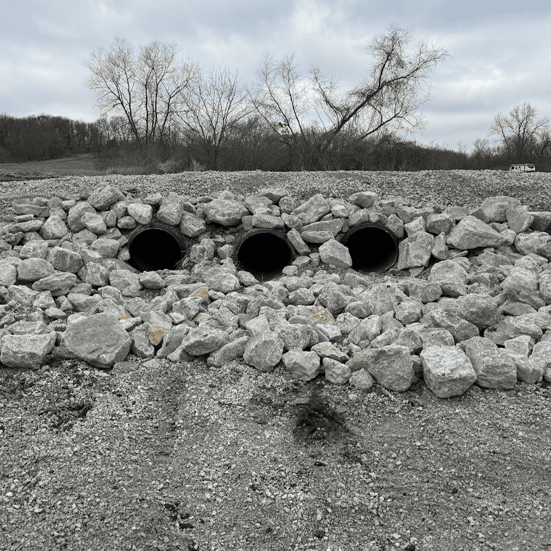 Triple culvert creek crossing
