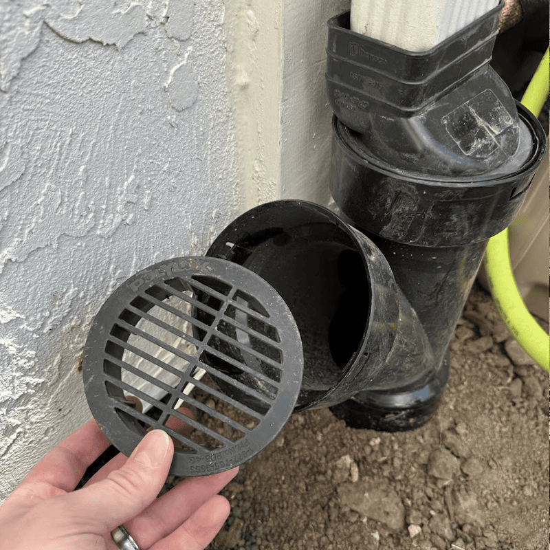 downspout drain cleanout example