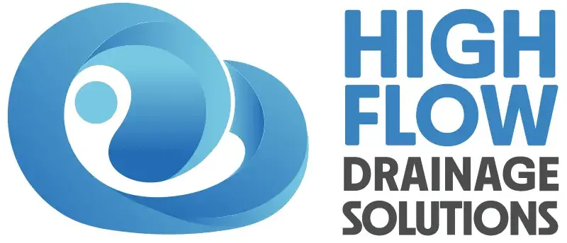 high flow drainage solutions logo and text