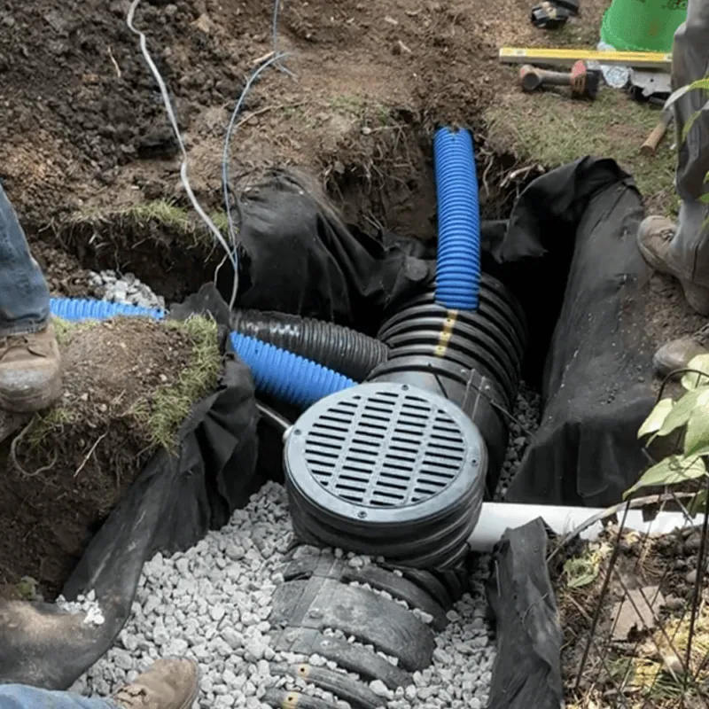 outside sump pump with pipes