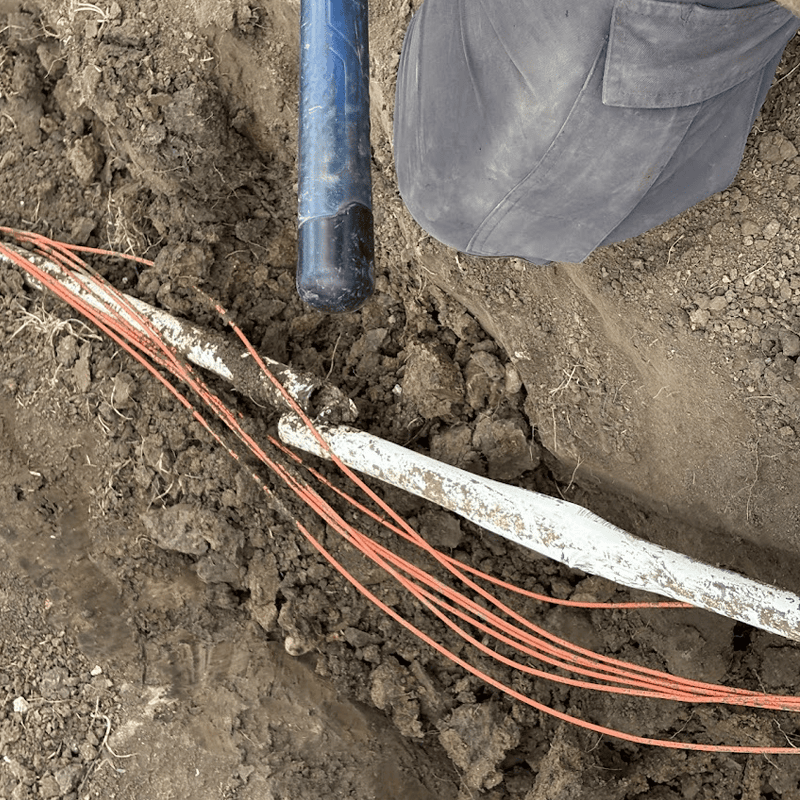 landscape lighting wire in the dirt