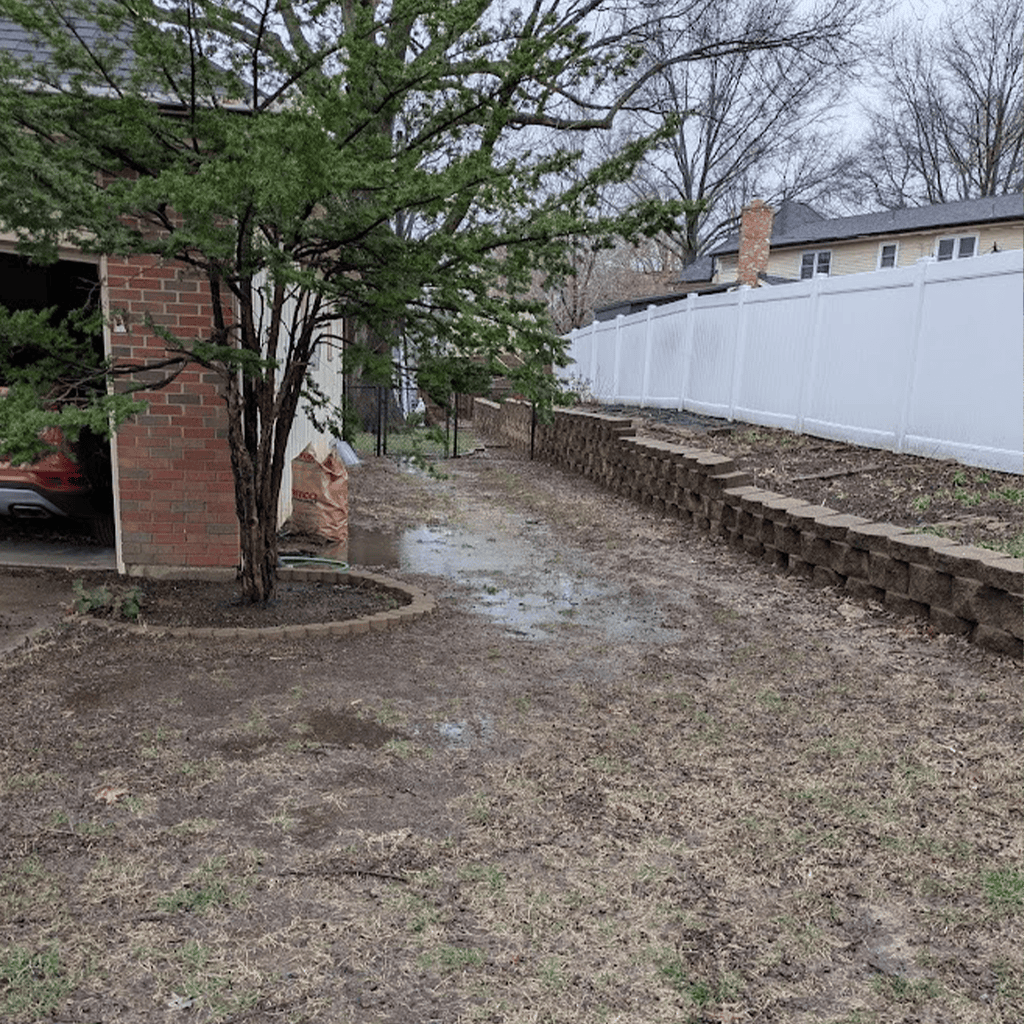 soggy yard near driveway